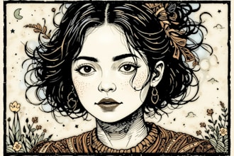 create minimalistic digital illustration in linocut style
