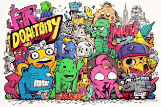 draw doodle art illustration designs on any topic