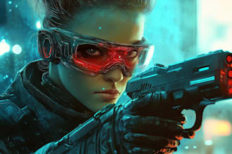 create a sci fi character illustration or sci fi character