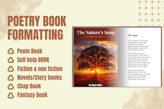 design, format poetry book, poem novel, self help non fiction upload amazon kdp