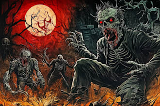 draw dark art illustration for album cover and merchandise for your band