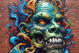 draw any graffiti mural wall art or banner