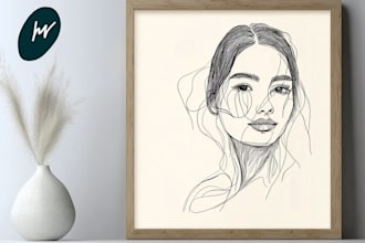 make scribble art, abstract line portrait