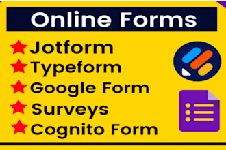 design google forms, jot forms, type forms for quiz survey