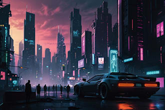 create a cyberpunk scifi futuristic city no ai use