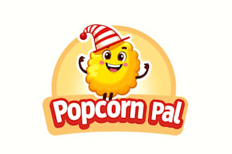 do unique popcorn cartoon mascot logo