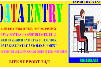 pdf to excel , image to excel  word data entry service