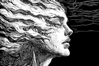 engraving linocut style digital drawing art