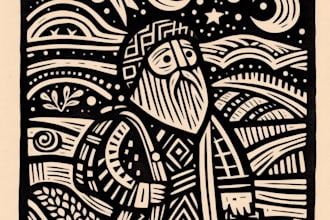 illustrate botanical and animal linocut illustration