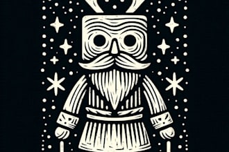 draw a custom portrait in linocut style