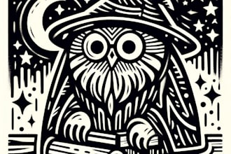 draw a custom portrait in linocut style