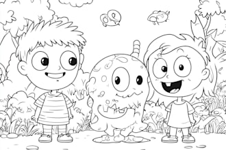draw amazing coloring book pages illustration for children