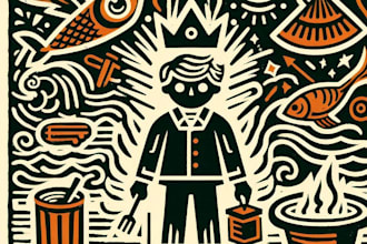 draw a custom digital art portrait in linocut style