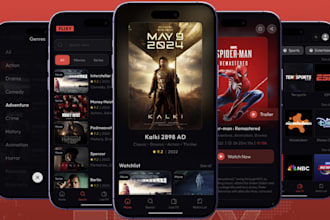 build flix series, live TV, video streaming app with admin panel