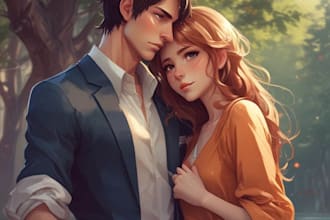 make a anime couple character art anime style
