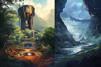 make environment concept art, fantasy landscape illustration