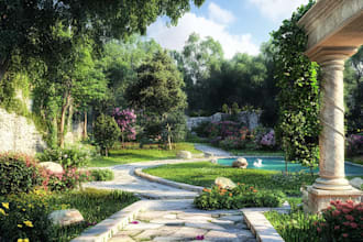 do landscape design realistic render in lumen