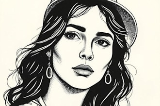 engraving linocut style digital drawing art