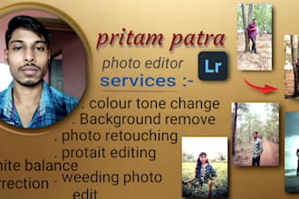 do cinematic , professional photo editing in lightroom