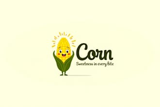 design sweet corn mascot logo with express delivery