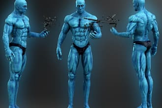 create a 3d character model, retexture, vrm, creature, skin rig, uv map, ue5,gmo
