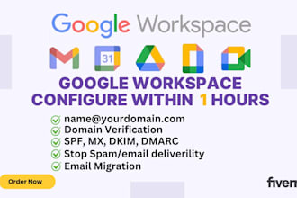 setup configure google workspace, g suite, business mail in 1 hours