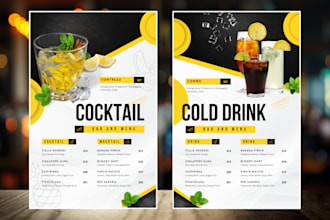 design restaurant menu, bar menu, drinks menu