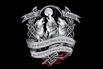 create superb wolf logo design