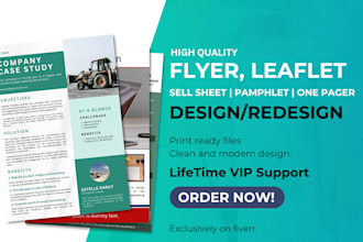 design product flyer, sell sheet, one pager, pamphlet, leaflet