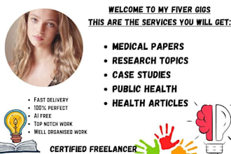 write dental, medical, electronic health and hospital related research topic