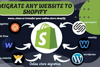 migrate wix wordpress squarespace  ecwid magento webflow to shopify store