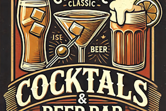 design a classic cocktails, bar, and beer logo with a timeless touch