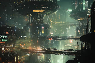 create futuristic cyberpunk city for you
