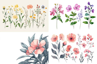 hand drawn botanical flower plants scientific illustration