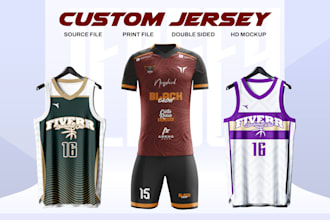 design a custom football, soccer, basketball, running, volley jersey for you