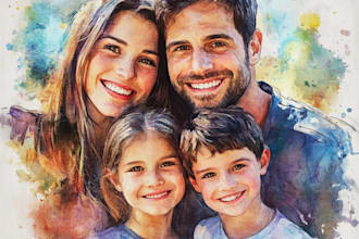 create amazing family portrait watercolor portrait