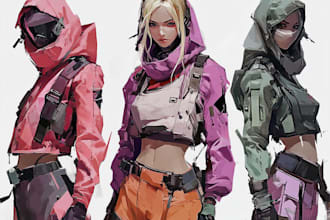 design cyberpunk and fantasy character splash art