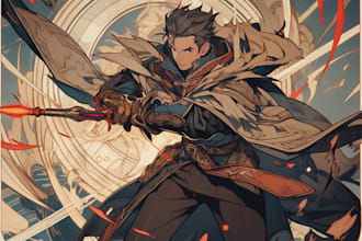 draw character design sheet turn around in anime style