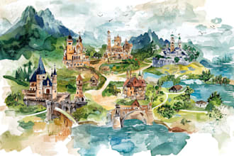 create a custom watercolor illustration of venue wedding map invitation