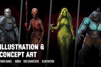 paint character concept art and illustrations for you