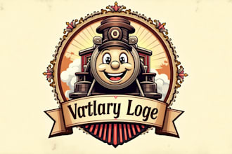 design a professional steam locomotive train logo for your brand