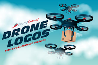 create a cute vintage drone logo illustration