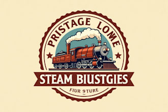 create a vintage steam locomotive logo design