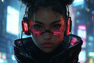 do a futuristic cyberpunk character for your project