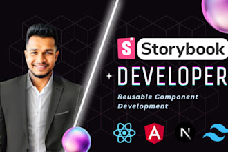 develop custom reusable UI components with react, tailwind, storybook