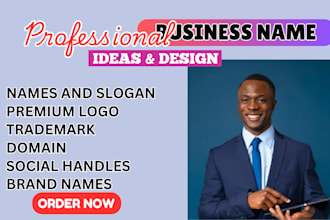 brainstorm business name, logo, product name, slogan and company name