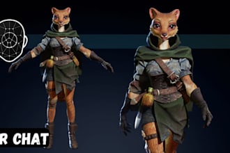 model realistic 3d vtuber model furry vtuber vrchat avatar animaze vseeface