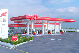 design 3d gas station, fuel station, petrol and filling station with rendering