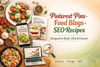 create pinterest pin design, guest post and food blog post and food recipe