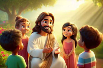 do christian children story book illustration, kids story, children book